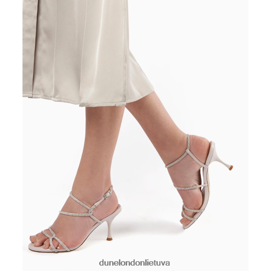 didenybes Dune London Diamante sandalai su dirželiais kulnais ekru moterys 66T0Z4639