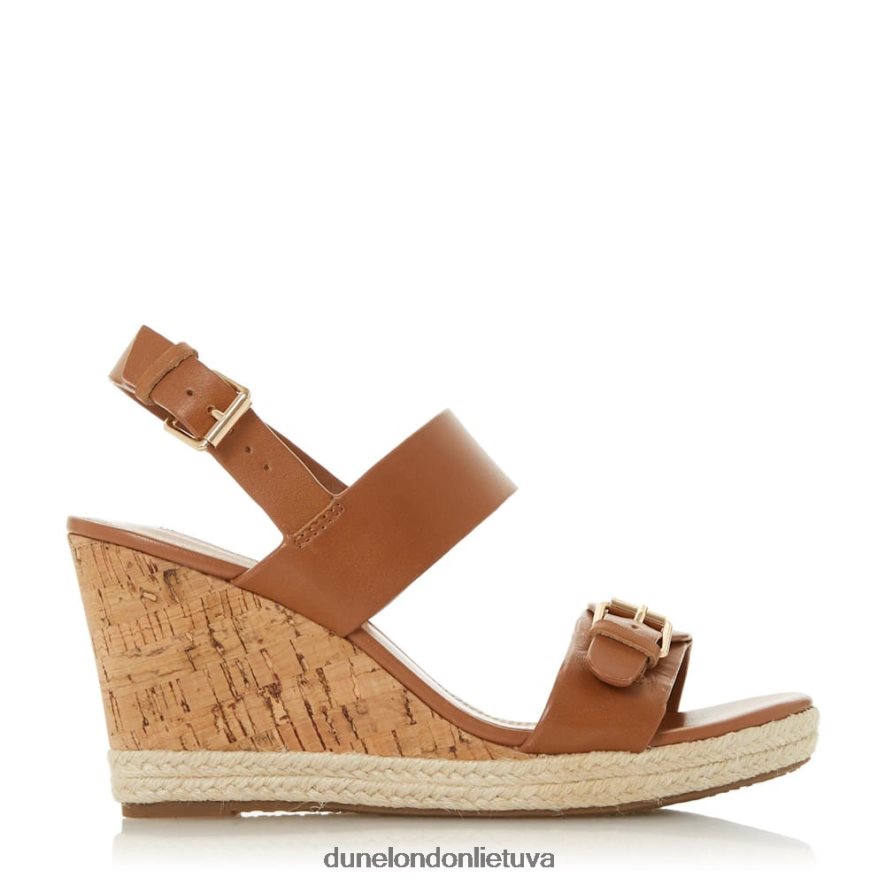 kendylis Dune London odiniai pleištiniai sandalai įdegis moterys 66T0Z4665