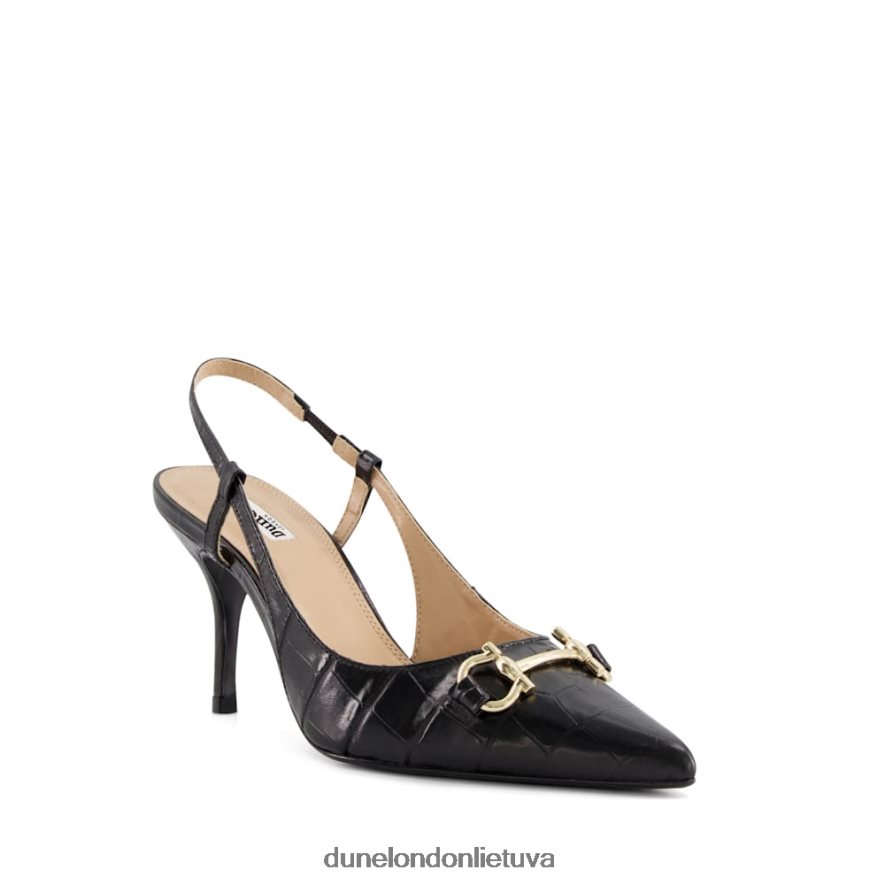 spustelėkite Dune London Croc efekto odiniai snaffle-apdailintos slingback kortai juodas moterys 66T0Z4509